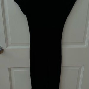 Black Bead Black Off the Shoulder Bodycon Dress